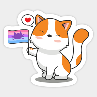 Cute Cat Holding Catgender Flag Sticker